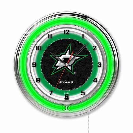 HOLLAND BAR STOOL CO Dallas Stars Double Neon 19" Clock, NHL Clk19DalSta